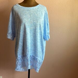 CHICO’S  Sky Blue Lace Trim Blouse